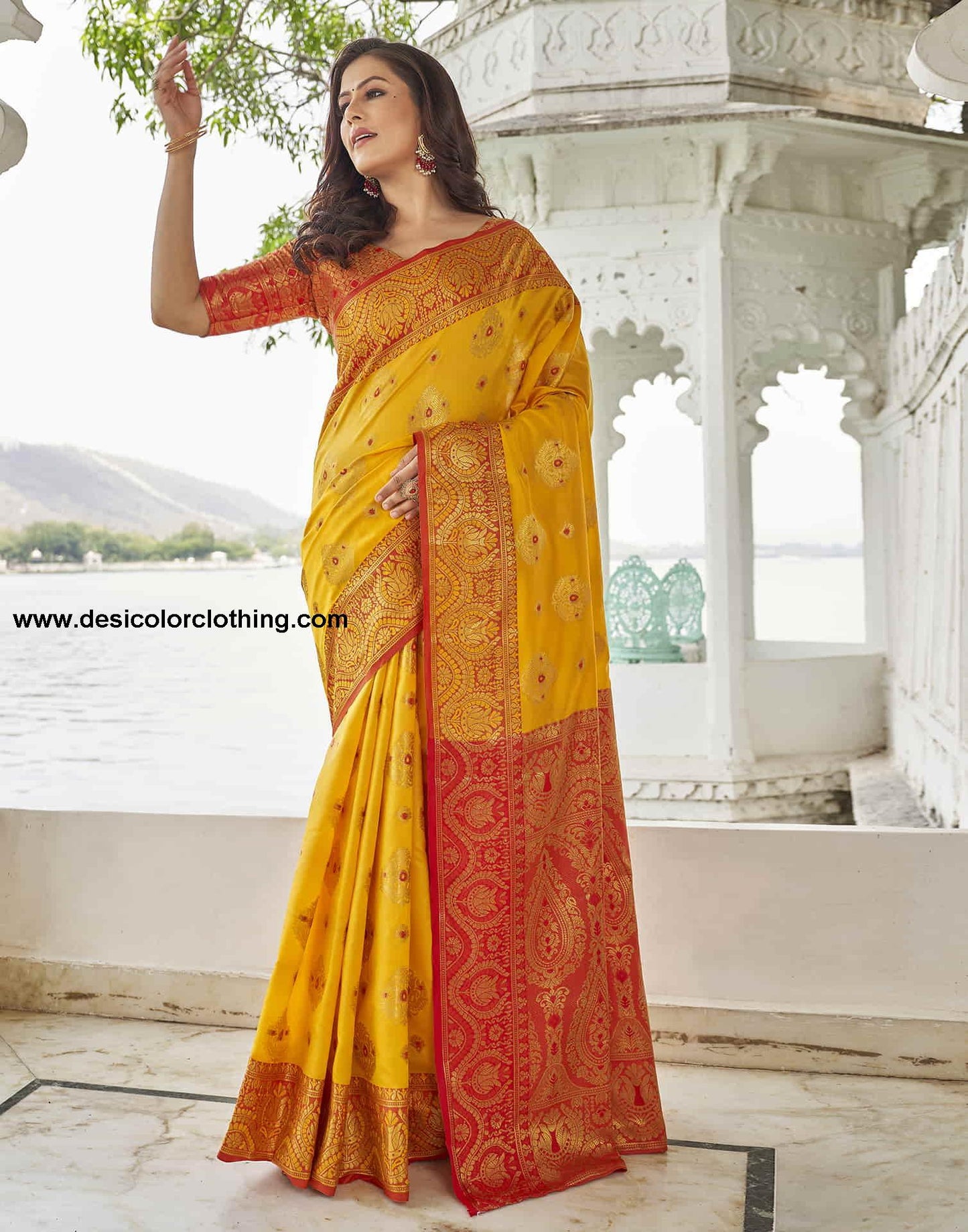 Yellow Silk Woven Banarasi Saree
