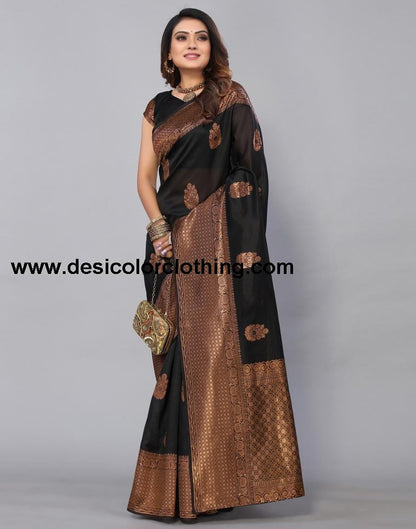 Black Banarasi Silk Saree