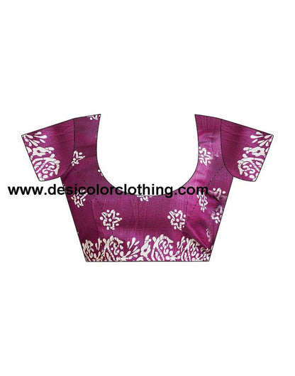 Dark Purple Silk Printed Saree