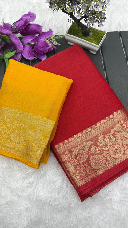 Product Image - Designer Zimichu Saree with Jacquard Border - Perfect for Festive & Wedding Wear