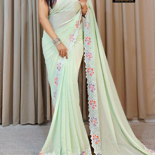 Product Image - Designer Georgette Saree - Perfect Festive and Wedding Attire