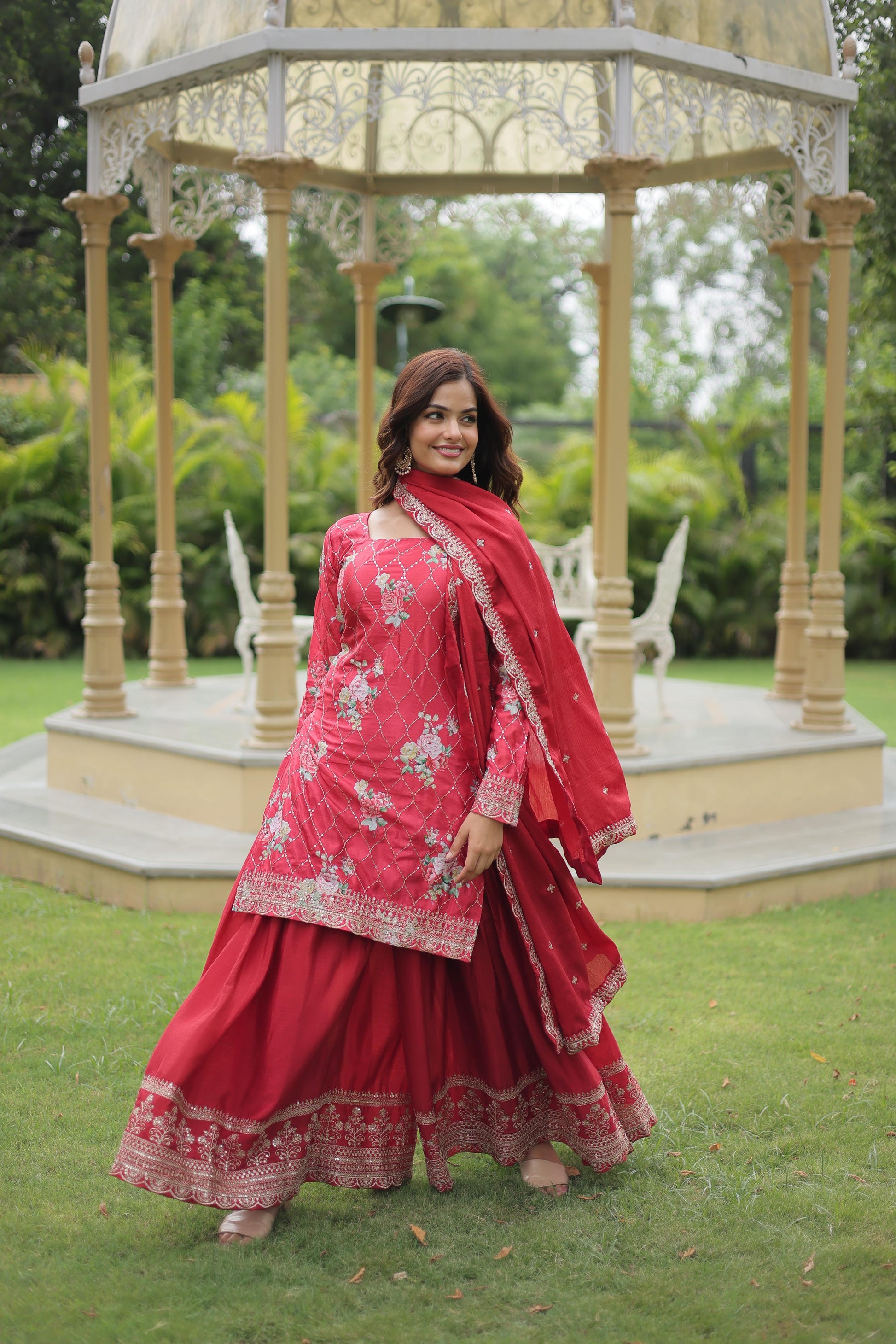 Product Image - Premium Designer Georgette Kurti-Plazo-Dupatta Set