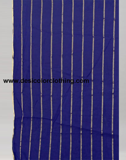 Royal Blue Plain Chiffon Saree