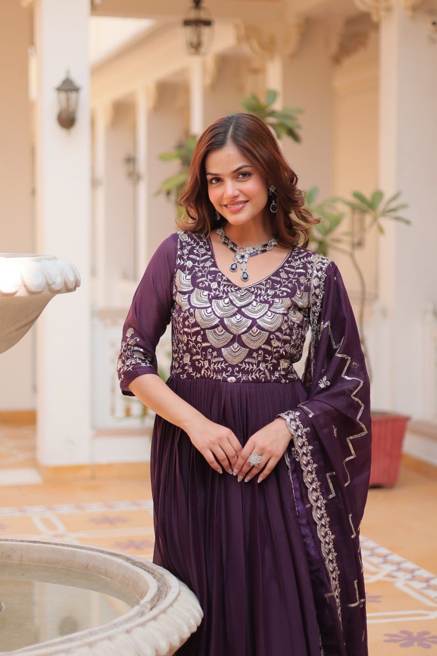 Product Image - Designer Georgette Festive Gown with Dupatta
