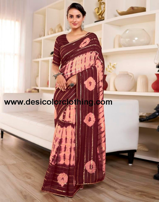 Peach Chanderi Printed Ready To Wear