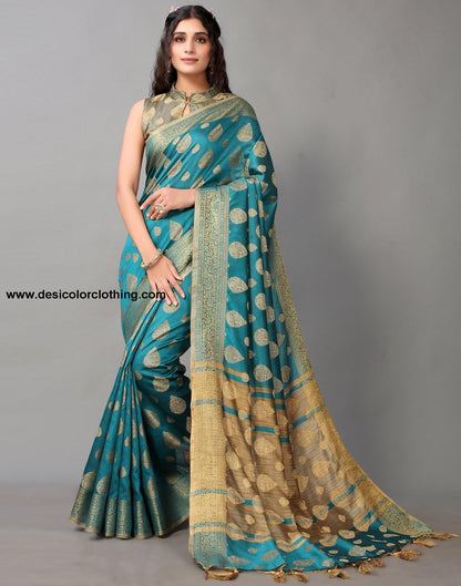 Rama Green Banarasi Silk Saree