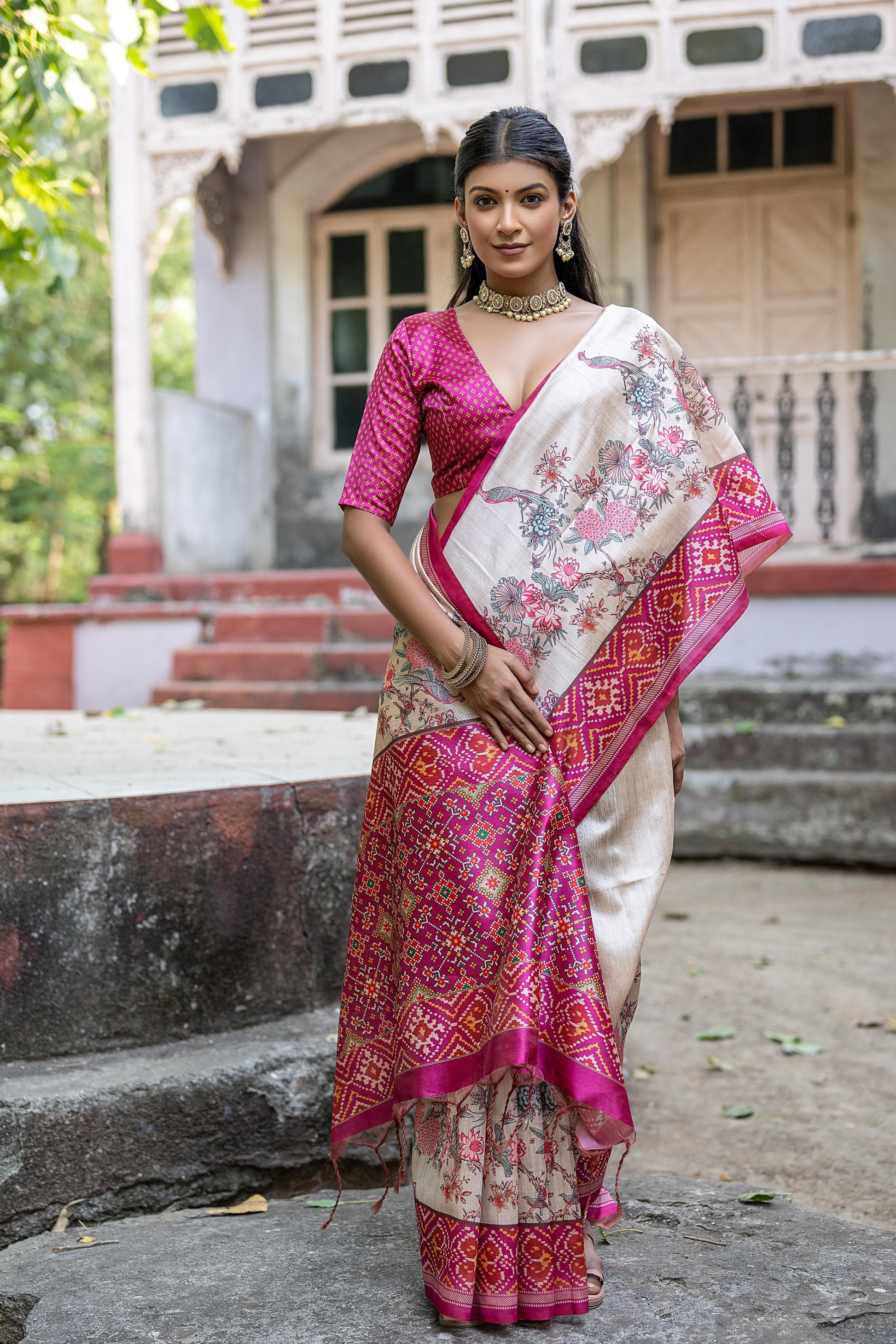Product Image - Yogita Patola Designer Saree in Tussar Silk with Patola Print