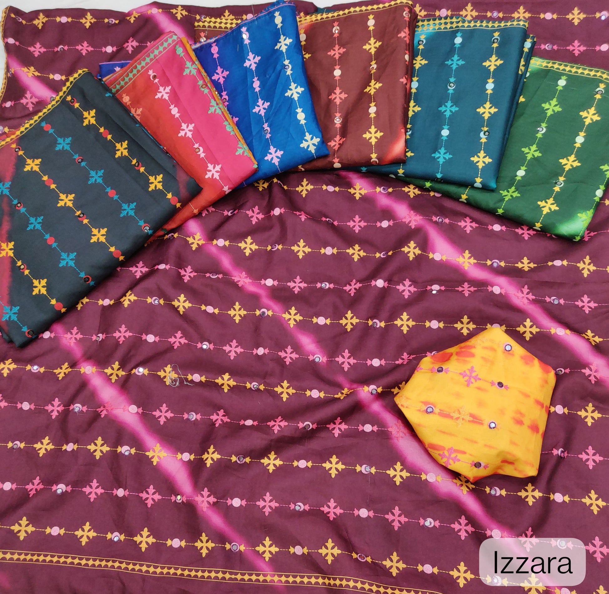 Product Image - Izzara Designer Saree - Soft Tusser with Leheriya Digital Print & Tikky Work