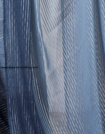 Blue Plain Georgette Pre-Draped Saree