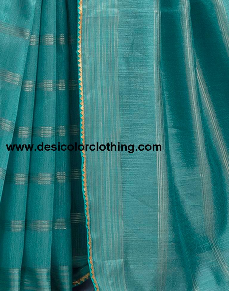 Dull Blue Silk Plain Saree