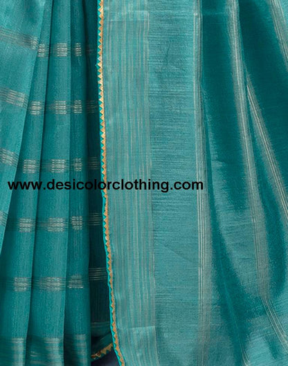 Dull Blue Silk Plain Saree