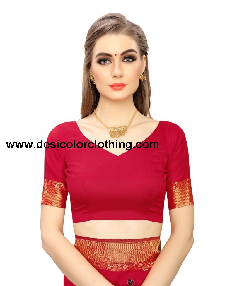 Red Coloured Poly Silk Jacquard Partywear saree