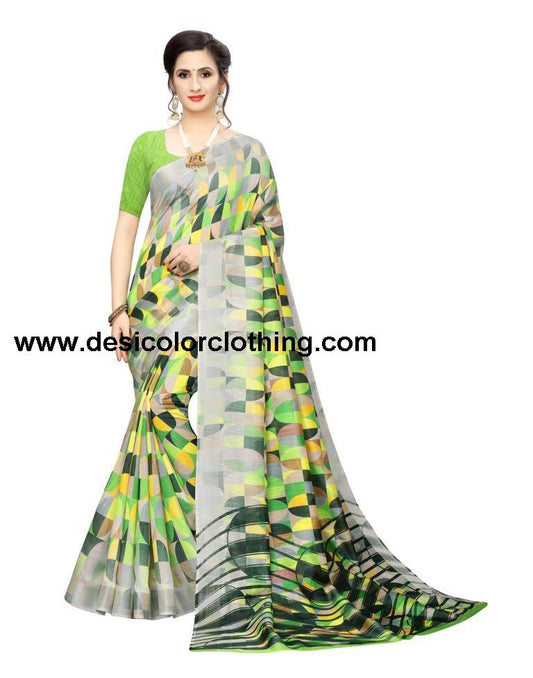 Green Chanderi Silk Saree | 1379S7601