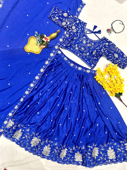 Product Image - Elegant Elephant Lehenga for Kids - Premium Chinnon Silk with Zari Embroidery