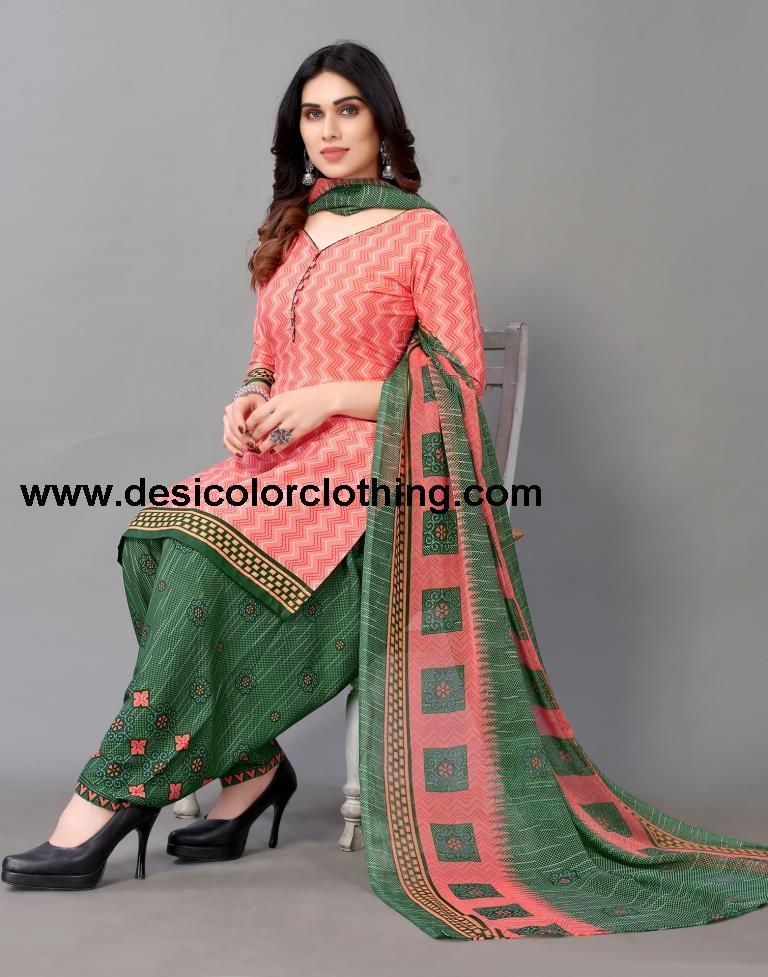 Printed Polyester Unstitched Salwar Suit Material