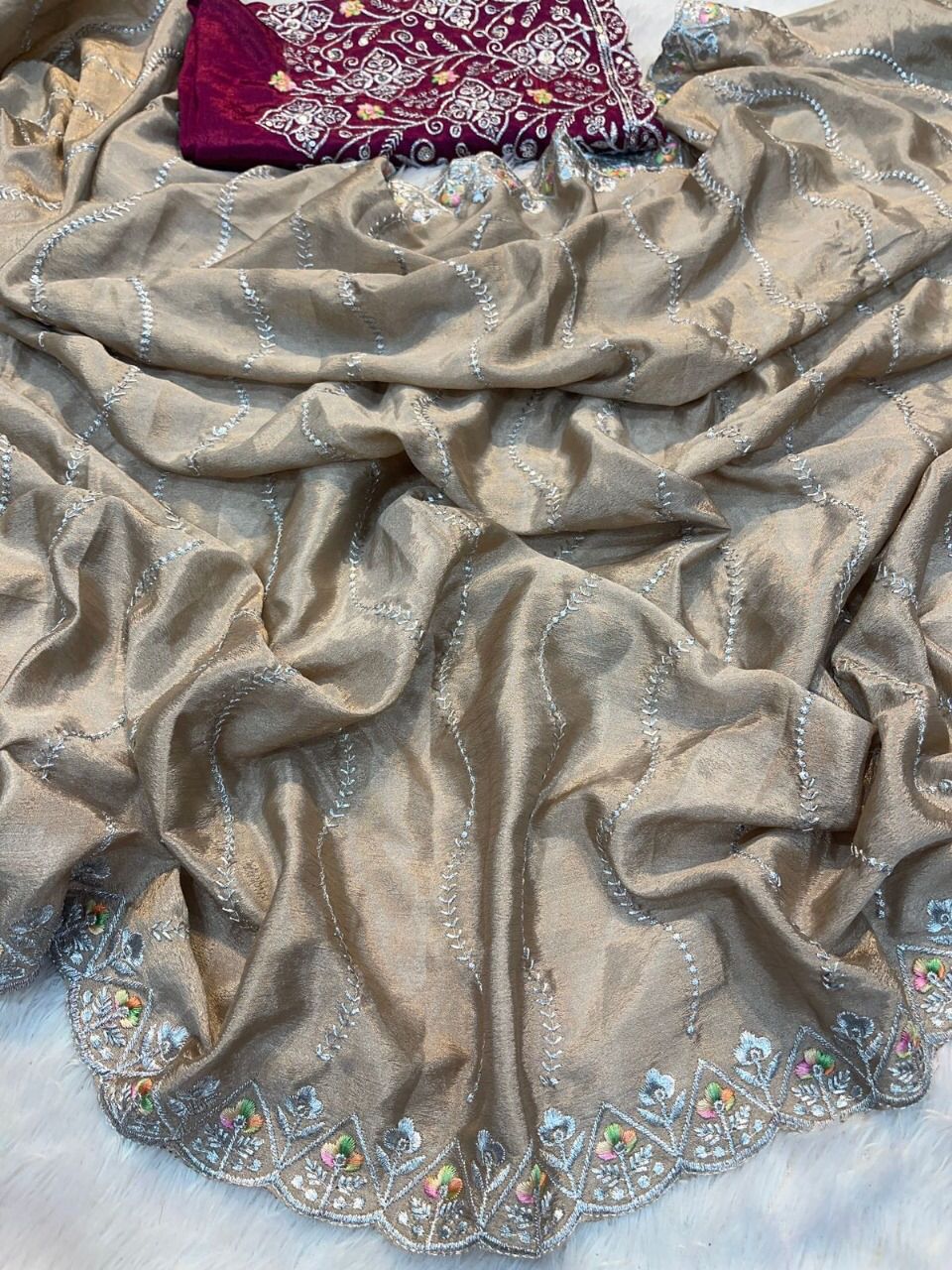 Product Image - Designer Georgette & Banarasi Silk Saree for Weddings & Festive Wear