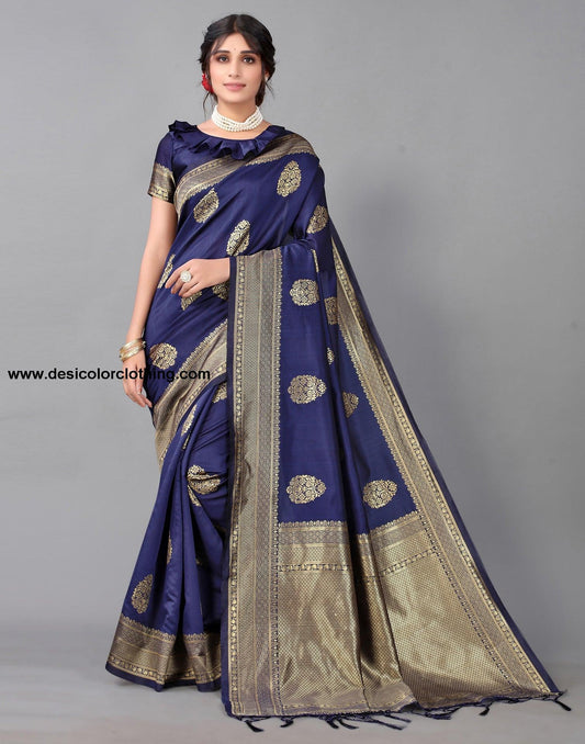 Dark Blue Silk Saree