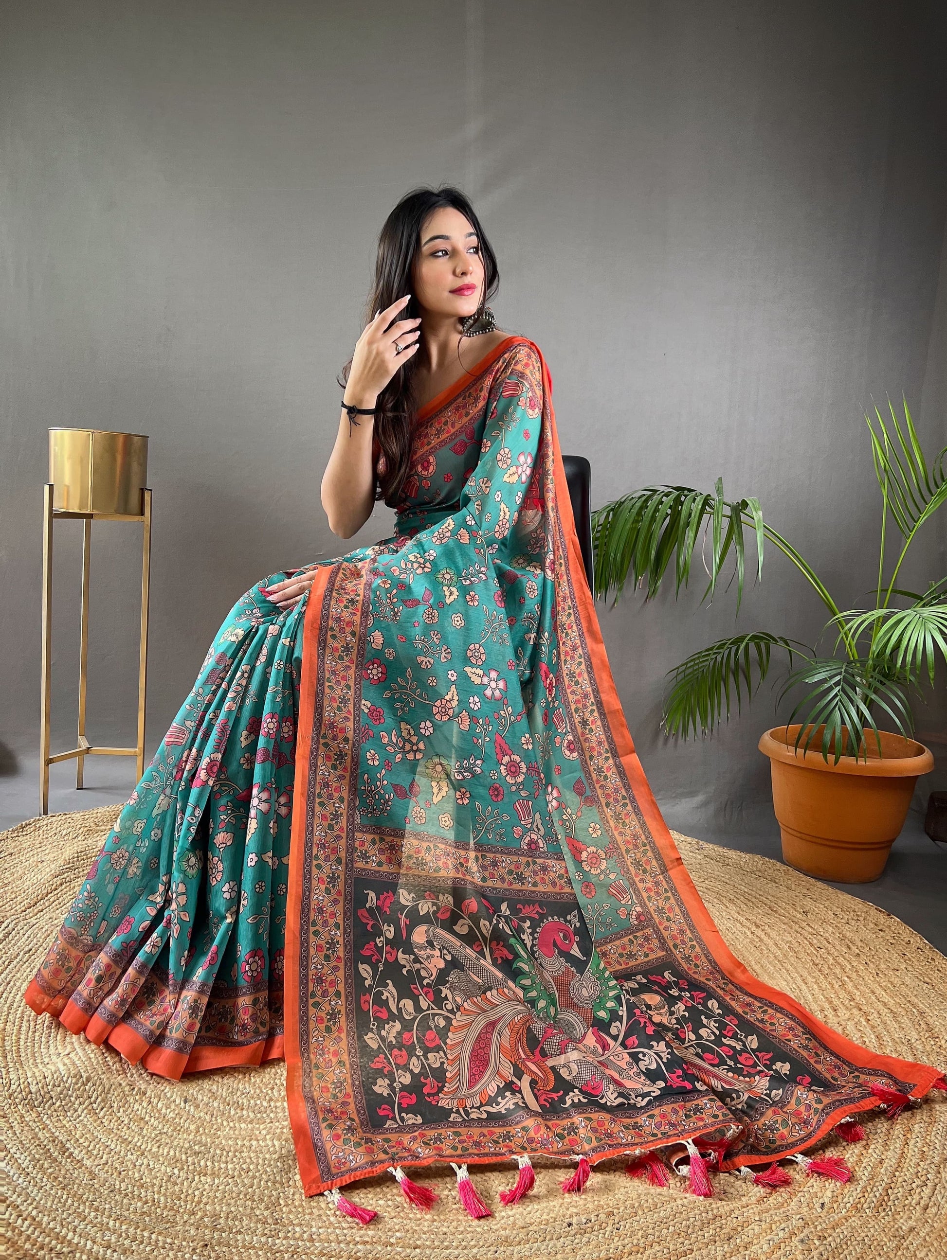 Product Image - Designer Malai Cotton Kalamkari Saree – Perfect Ethnic Wear