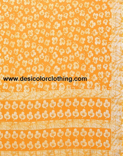 Turmeric Yellow Chiffon Printed Saree