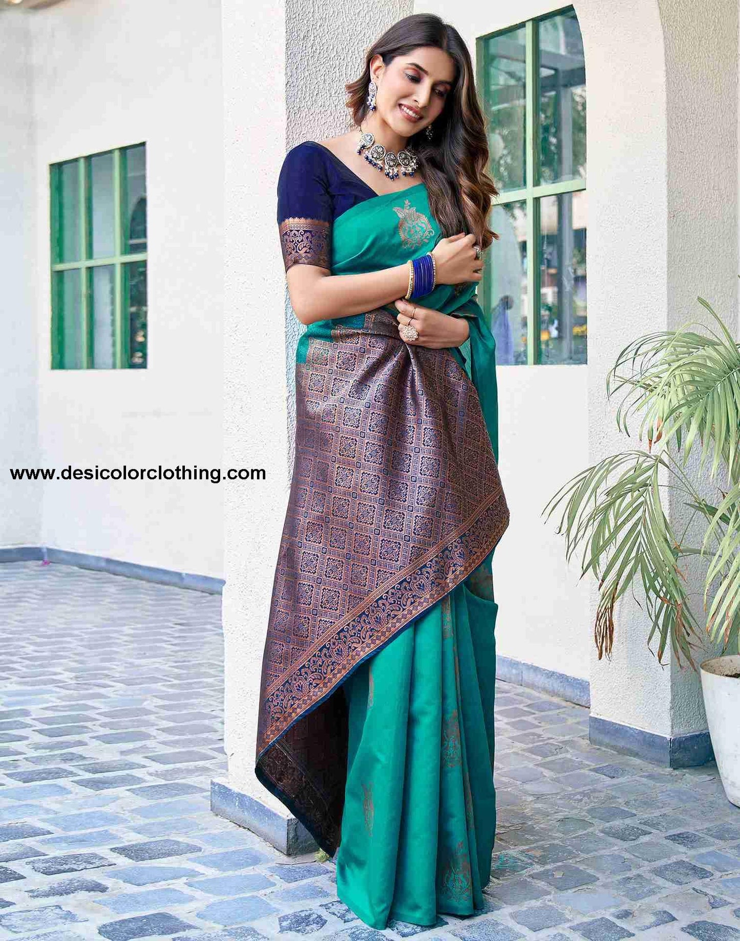 Blue Silk Woven Saree