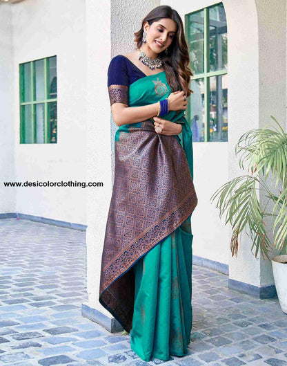 Blue Silk Woven Saree