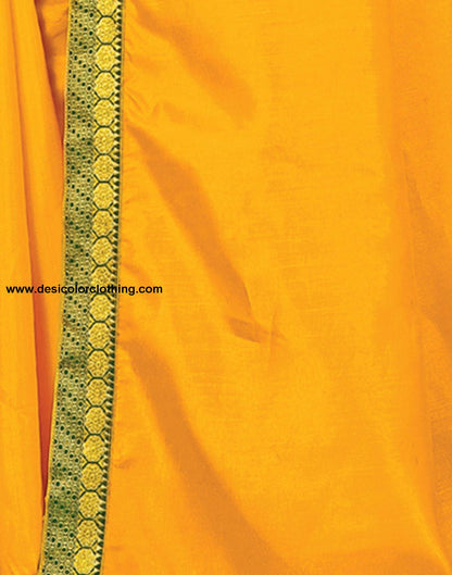Turmeric Yellow Plain Silk Saree