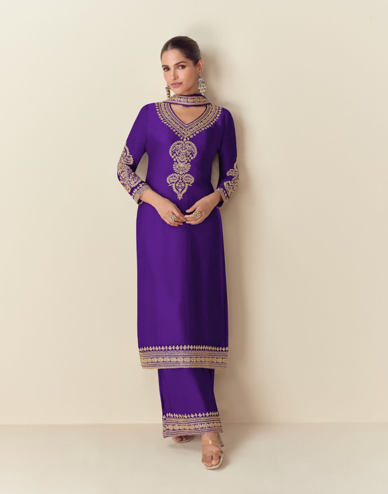 Product Image - Roma Designer Saree - Premium Chinon Silk Ethnic Wear for Festive Occasions