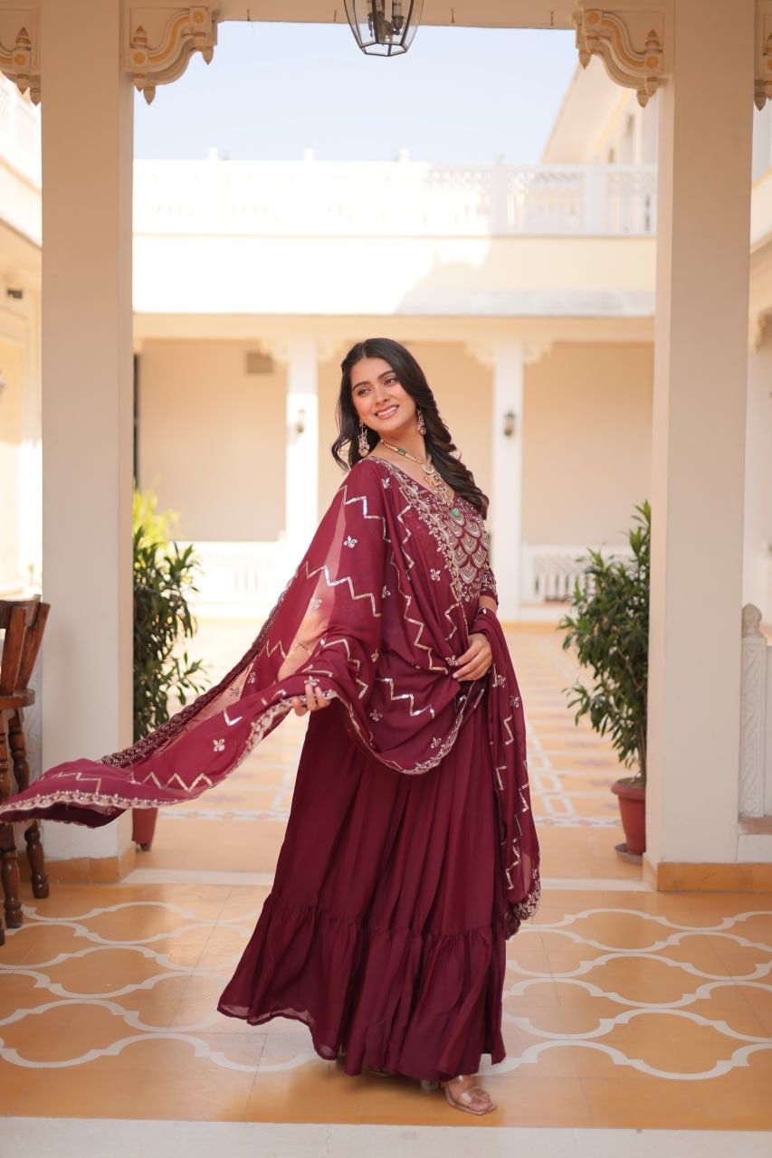 Product Image - Designer Georgette Festive Gown with Dupatta