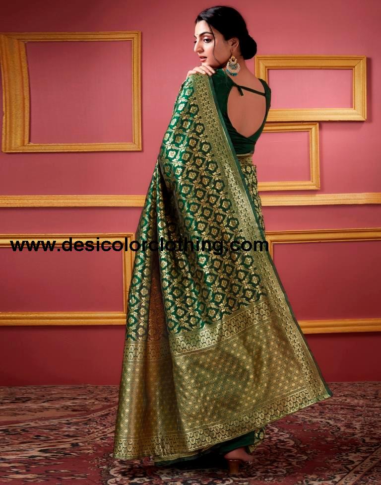 Dark Green Banarasi Silk Saree