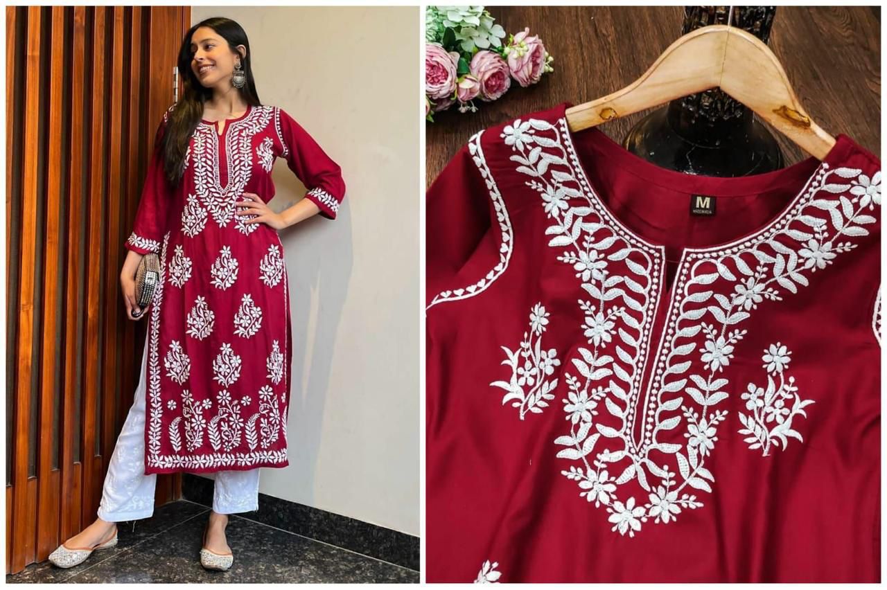 Product Image - Designer Embroidered Kurti & Pant Set for Festive Wear