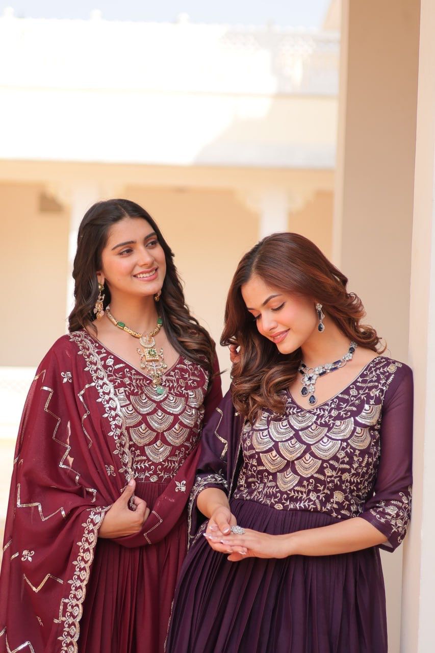 Product Image - Designer Georgette Festive Gown with Dupatta