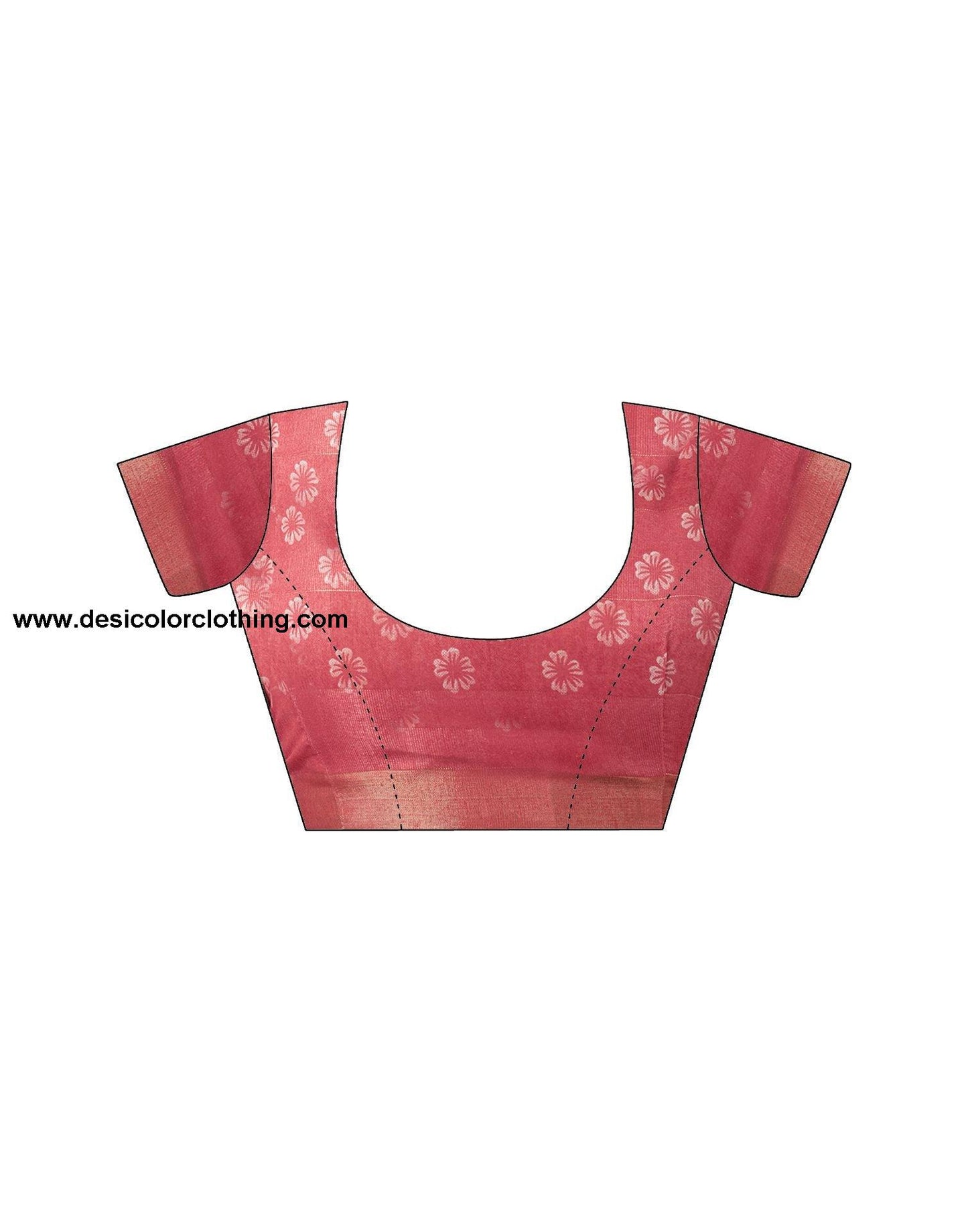 Rose Pink Printed Cotton Saree
