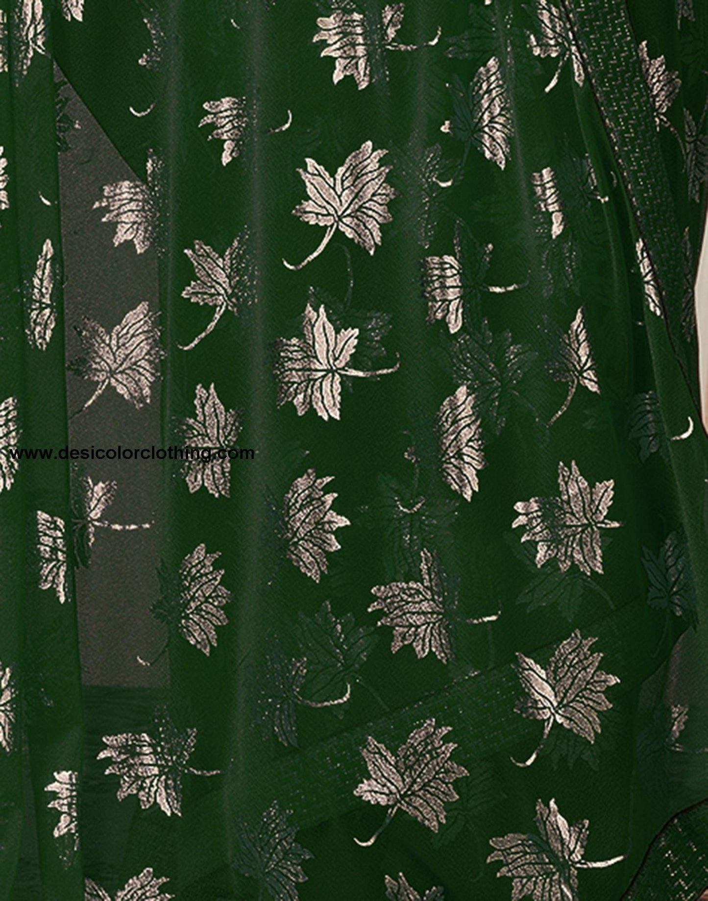Dark Green Plain Lycra Saree