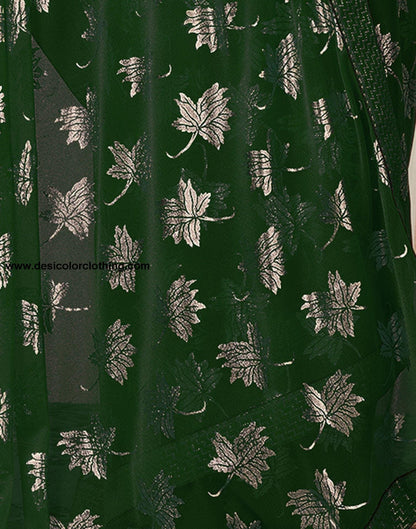 Dark Green Plain Lycra Saree
