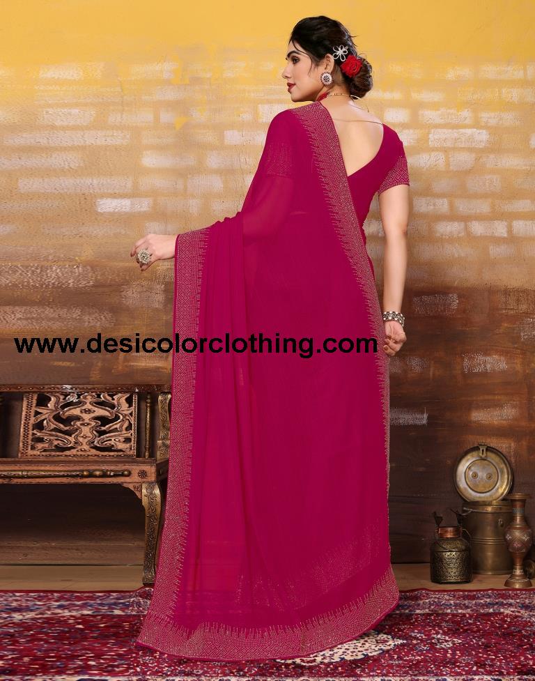Rani Pink Plain Georgette Saree