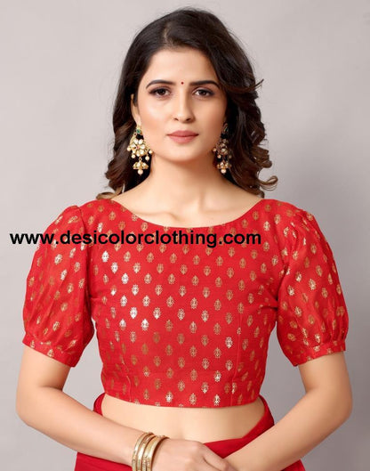 Red Chiffon Saree