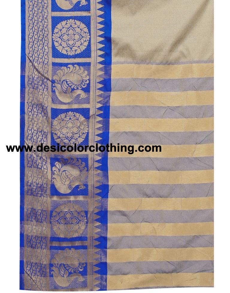 Grant Beige Coloured Poly Silk Jacquard Partywear saree