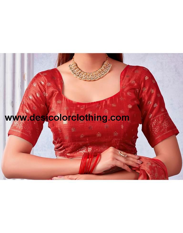 Red Silk Printed Saree