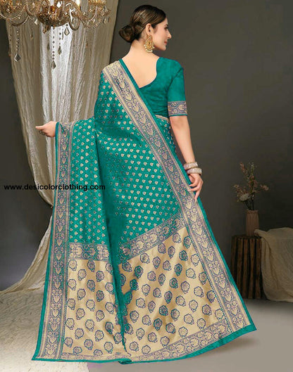 Rama Green Jacquard Silk Saree