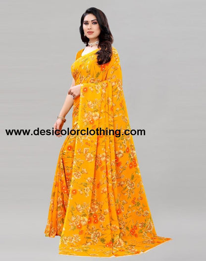 Turmeric Yellow Printed Saree | 2082S642