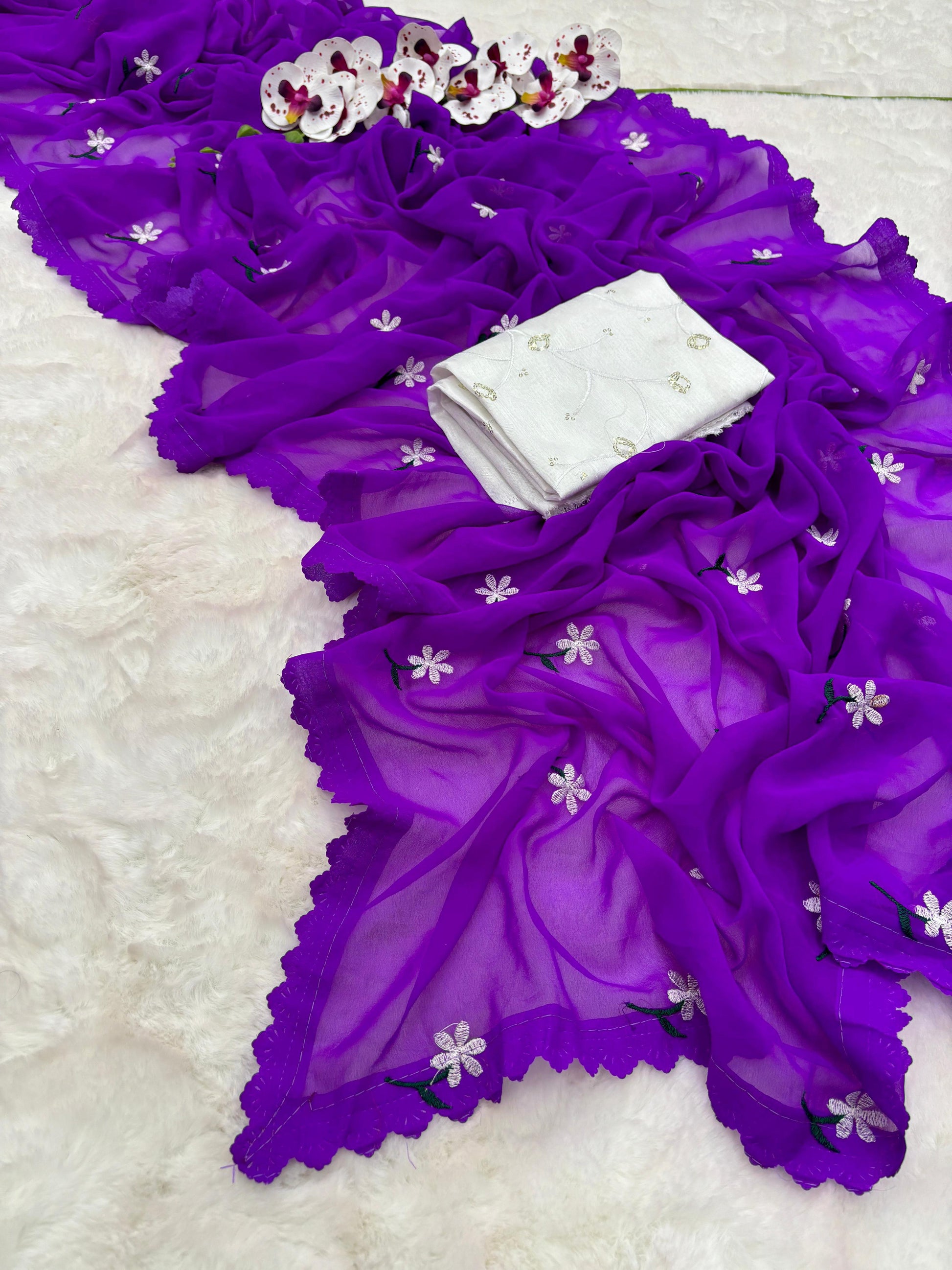 Product Image - Magic Georgette Designer Saree with Thread Work - Festive & Wedding Wear