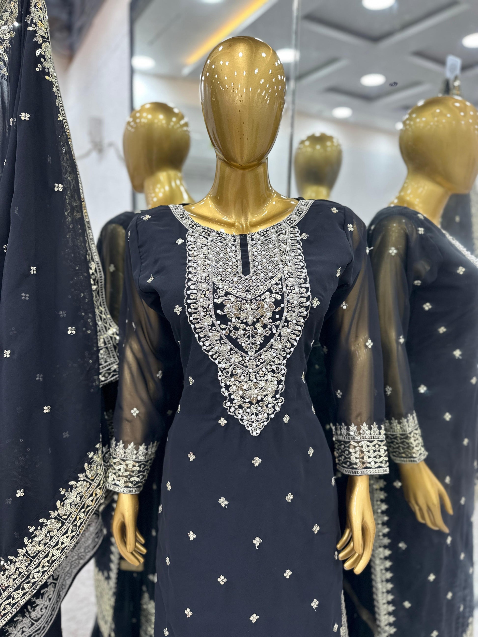 Product Image - Designer Georgette Festive Wedding Saree with Embroidery