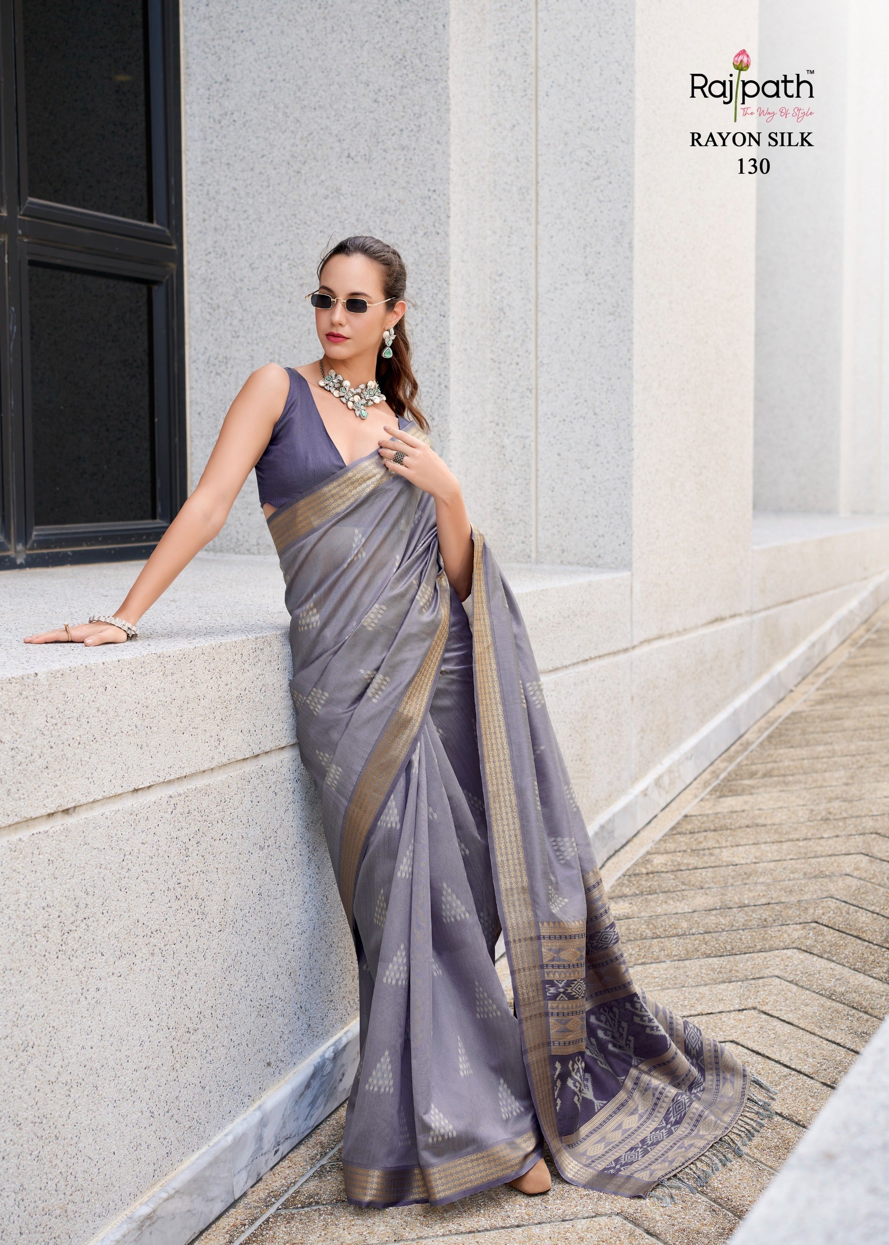 Product Image - RajYog Designer Ikkat Pattern Georgette Saree - Festive Wear & Wedding Outfits