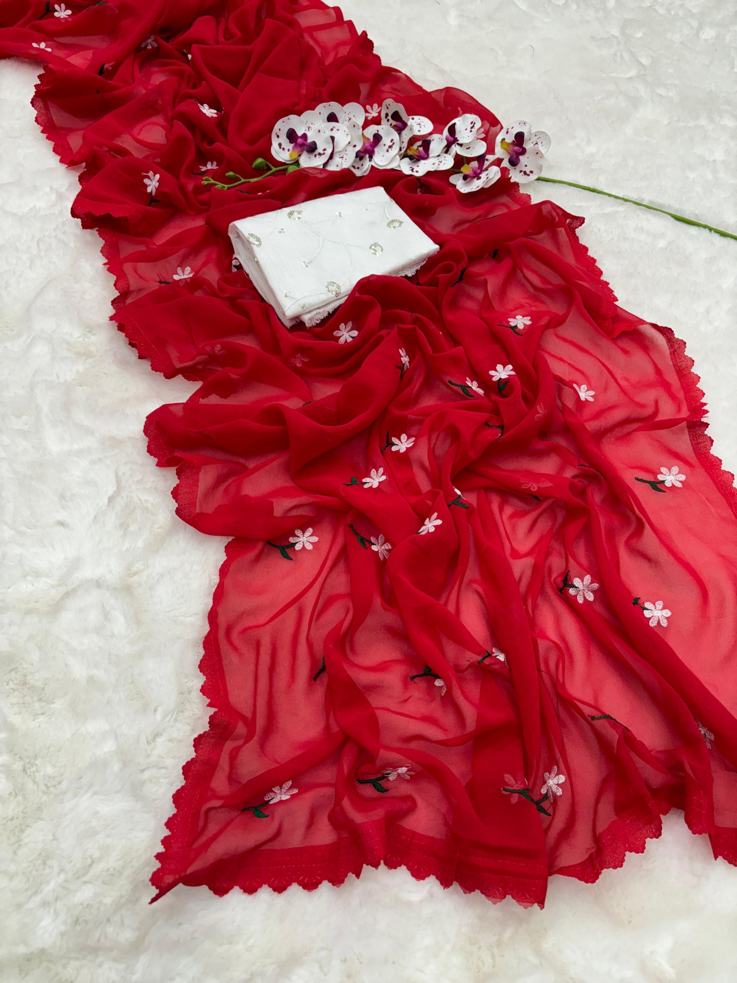 Product Image - Magic Georgette Designer Saree with Thread Work - Festive & Wedding Wear