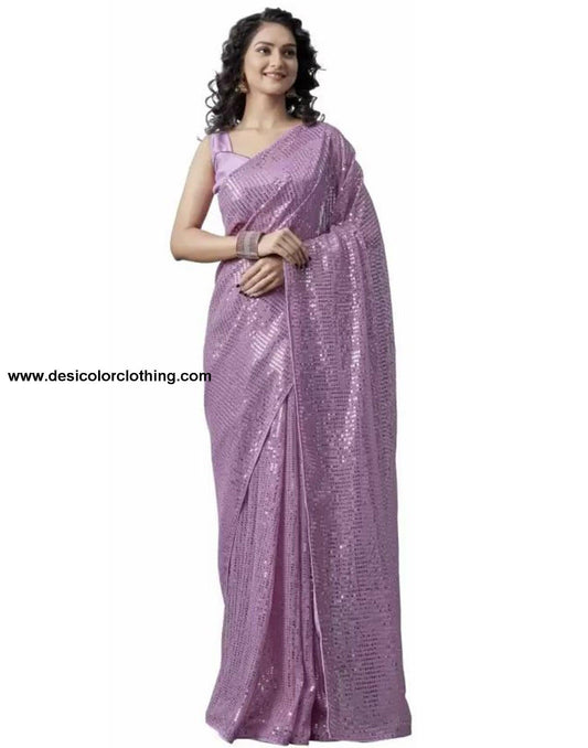 Purple Sequence Saree
