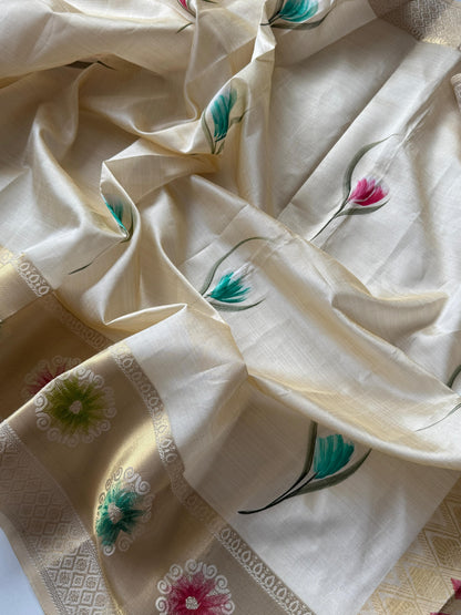 Product Image - Exclusive Designer Tussar Saree with Hand Brush Print - Premium Ethnic Wear