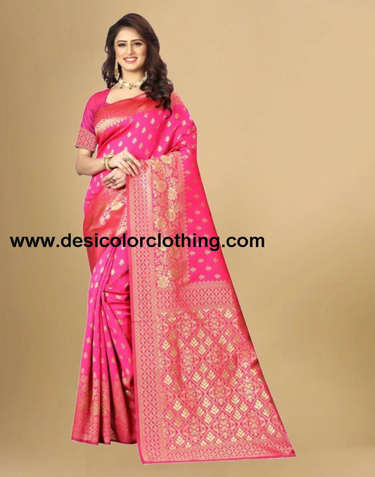 Pink Banarasi Silk Saree