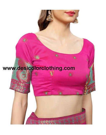 Pink Coloured Poly Silk Jacquard Partywear saree