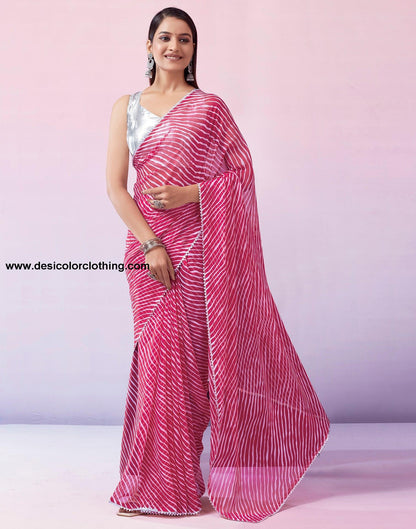 Pink Georgette Printed Saree