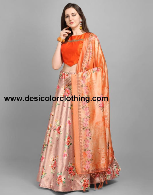Royal Mauve Coloured Poly Silk Digital Printed Casual Wear Lehenga | SLV102L10174